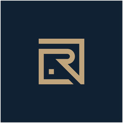 initial letter R geometric with square frame line art. Suitable for business consulting, studio, room, group, decoration, building, concept design. - vector