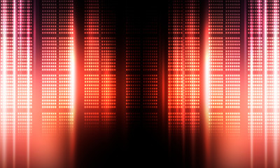 Background of empty stage show. Neon light and laser show. Laser futuristic shapes on a dark...