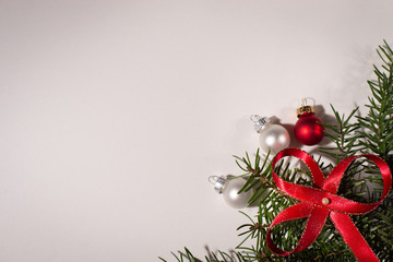 christmas background with balls and fir branches