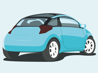 Hatchback blue realistic vector illustration isolated