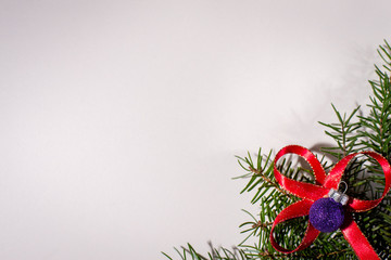 christmas background with fir branches and balls