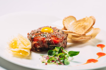 Tartar dish in the restaurant