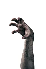 Fotobehang Zombie hand dirty with soil isolated on white background © Jakub Krechowicz