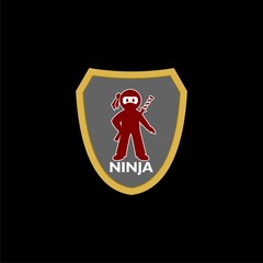 Ninja shield logo icon isolated on black background © sljubisa