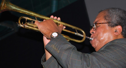 African american jazz trumpet player.