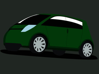 small car green realistic vector illustration isolated