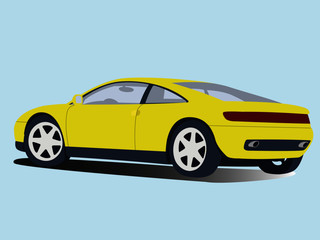 Sport car yelow realistic vector illustration isolated