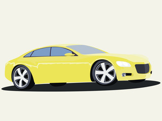 Plakat Sport car yelow realistic vector illustration isolated
