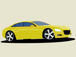 Sport car yelow realistic vector illustration isolated