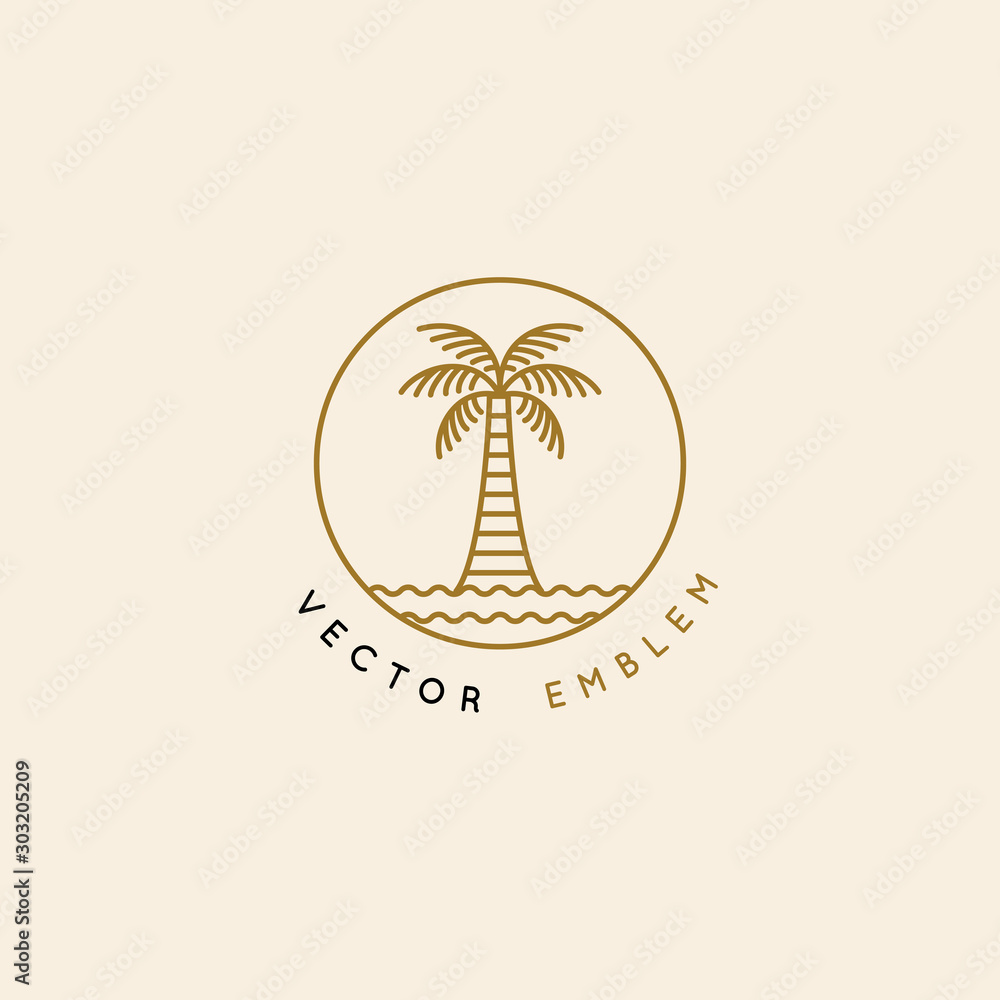 Poster vector logo design template with palm tree