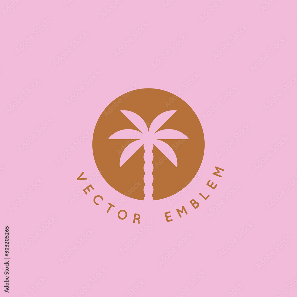 Poster vector logo design template with palm tree