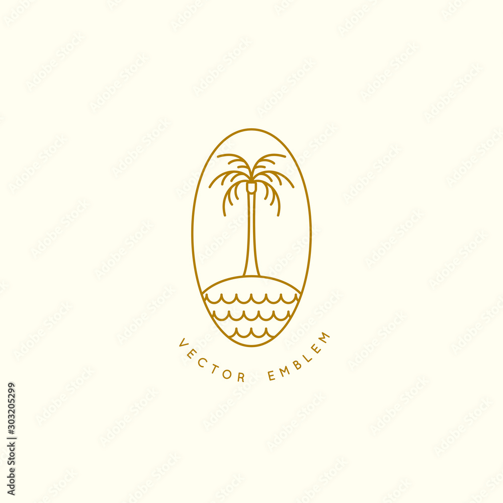 Poster vector logo design template with palm tree