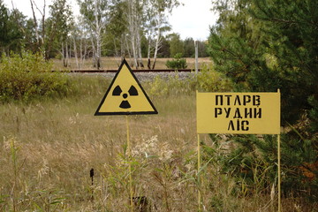 radioactive biohazard warning sign on the road