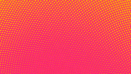 Pink and orange pop art background in retro comic style with halftone dots design isolated
