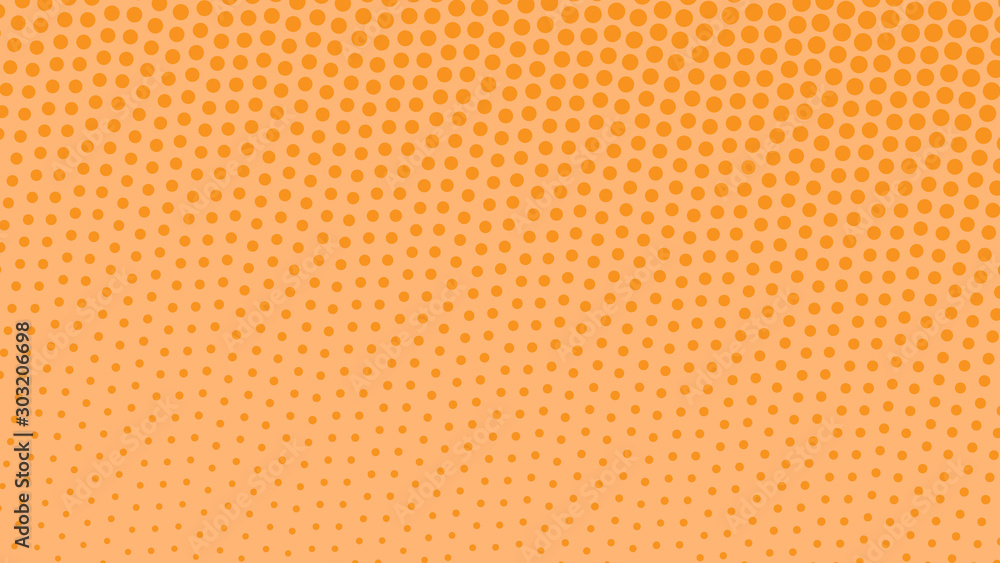 Wall mural Light orange retro pop art background with halftone dots