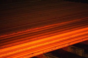 Hot square steel bloom on the roll-table