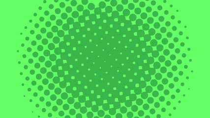 Green modern pop art background with halftone dots design, vector illustration
