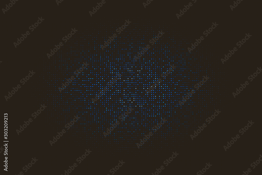 Poster abstract background consisting of small, multicolored pixels and square.