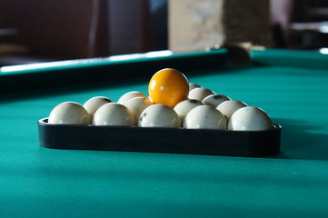 billiard balls on the table