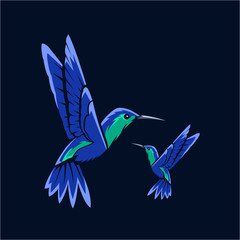 Obraz na płótnie Canvas hummingbird design vector with dark blue color