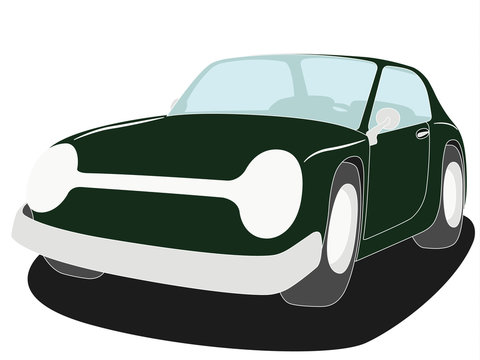 Coupe car green realistic vector illustration isolated