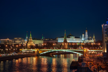 Fototapeta na wymiar View of Moscow Kremlin at night, Russia