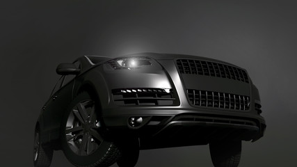 Silver SUV car on dark background. 3D illustration © Laricha