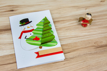 dekoracje świąteczne, aniołek, kartka z życzeniami, Wesołych świąt Bożego Narodzenia - obrazy, fototapety, plakaty