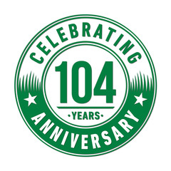 104 years anniversary celebration logo template. Vector and illustration.