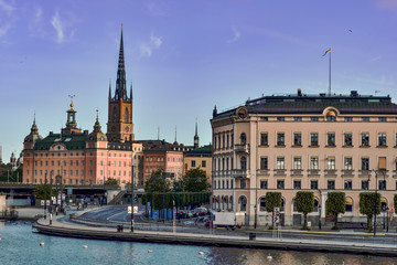 Naklejka premium modern building at night, sweden stokholm, nacka