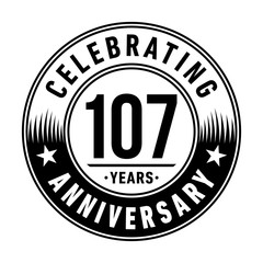 107 years anniversary celebration logo template. Vector and illustration.