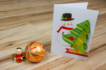 dekoracje świąteczne, bombka, aniołek, kartka z życzeniami, Wesołych świąt Bożego Narodzenia - obrazy, fototapety, plakaty