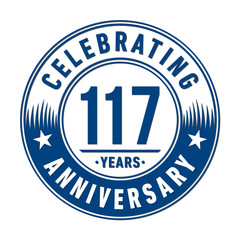 117 years anniversary celebration logo template. Vector and illustration.