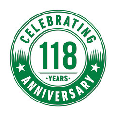 118 years anniversary celebration logo template. Vector and illustration.