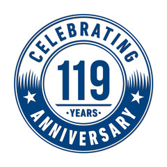 119 years anniversary celebration logo template. Vector and illustration.