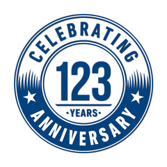 123 years anniversary celebration logo template. Vector and illustration.