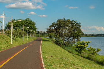 Dahma bike path - Sao Jose do Rio Preto, Sao Paulo - Cityscape of the municipal dam  park on a sunny day, tourist destination, landmark, landscape, cityscape, sunset, in high resolution