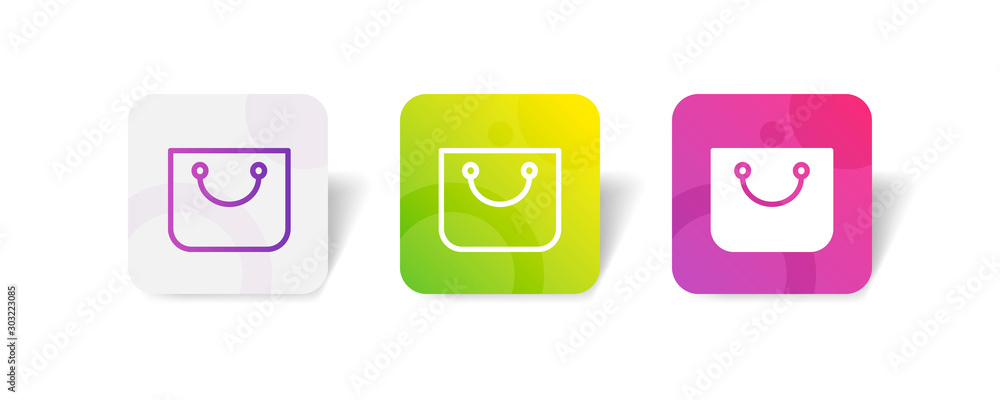 Poster shopping bag round icon in smooth gradient background button