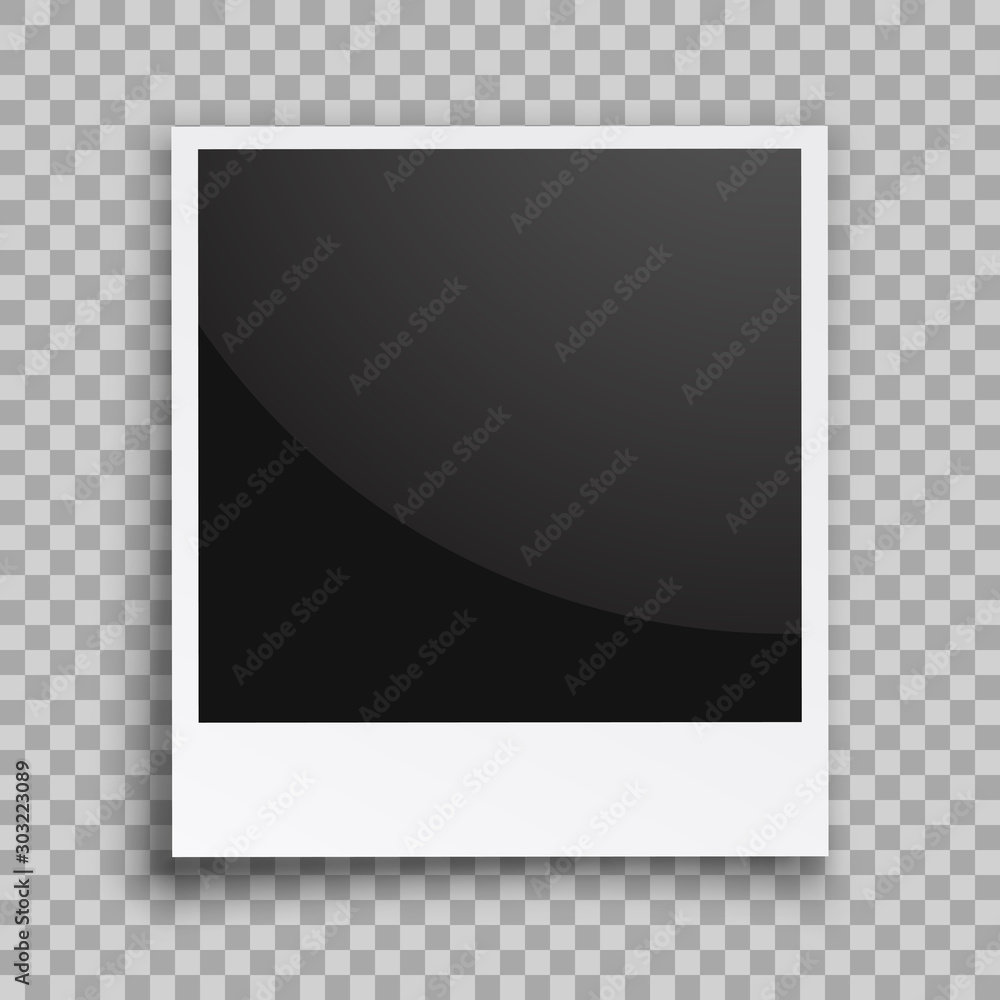 Aufkleber empty black photo frame with shadows - vector