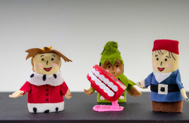Funny and comic toy teeth and finger puppets. promote dental health to children
