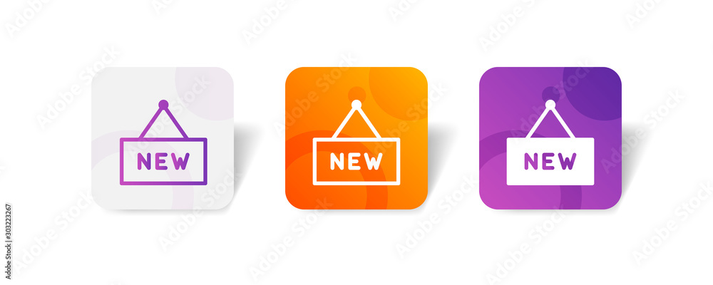 Aufkleber new product hanging signboard round icon in smooth gradient background button