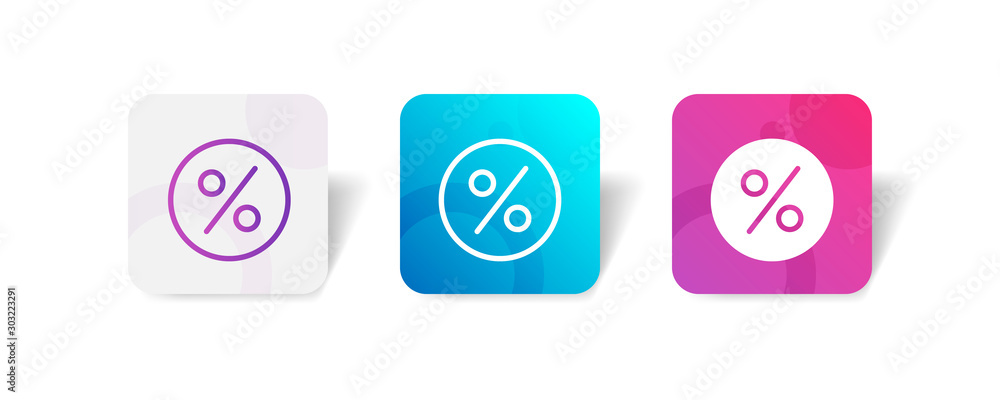 Poster discount percentage round icon in smooth gradient background button
