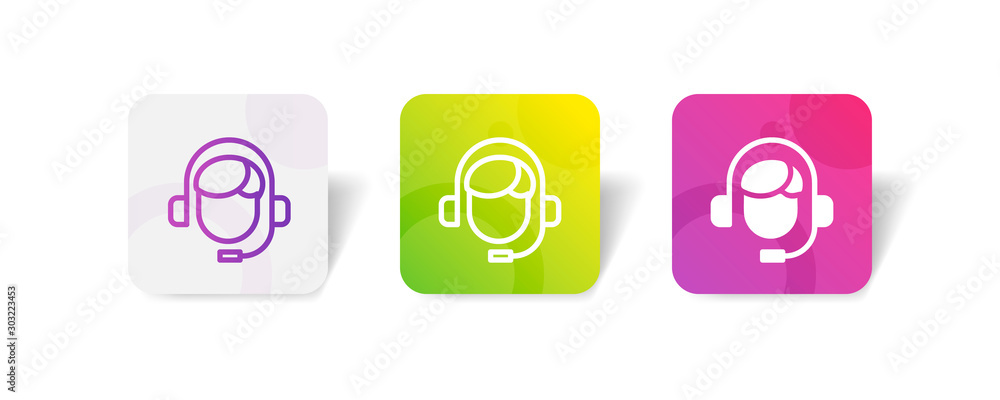Poster customer service agent round icon in smooth gradient background button