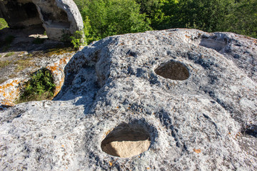 Cave city of ancient Christians. Byzantine construction.