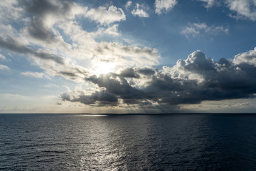 sunset on the sea with beautiful cloud patterns