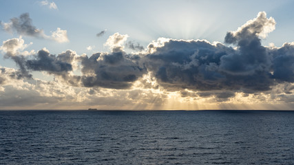 sunset on the sea with beautiful cloud patterns