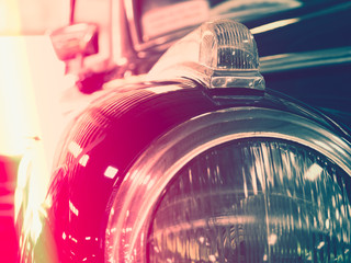Closeup the front headlight