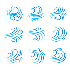 Fototapeta na wymiar Wind icon set. A symbol of windy weather. Vector images isolated on white background.