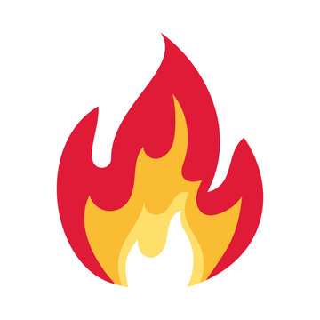 Flame icon in cartoon style. Illustration of a burning bonfire, flame isolated on a white background. Vector.