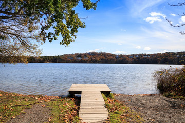 Scargo Lake overlooks the hilltop in Dennis Massachusetts on Cape Cod.